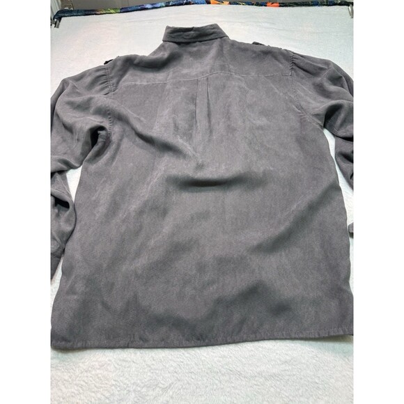 Trust Mens Casual Suede Shirt Size Xl Button Up Long Sleeve Brown Pocket Gray - Picture 6 of 7